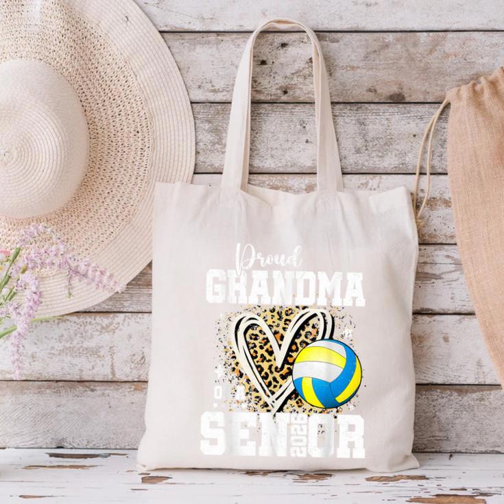Proud Grandma Of A 2026 Senior Volleyball Graduation Leopard Canvas Tote Bag