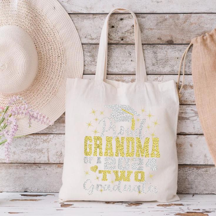 Proud Grandma Of Two 2024 Graduate Class 2024 Graduation Canvas Tote Bag