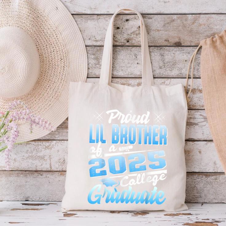 Proud Lil Brother Of 2025 Graduate College Shirt Graduation Canvas Tote Bag