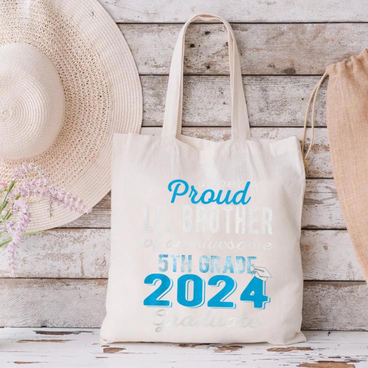 Proud Little Brother Of 5th Grade Graduate 2024 Graduation Premium Canvas Tote Bag