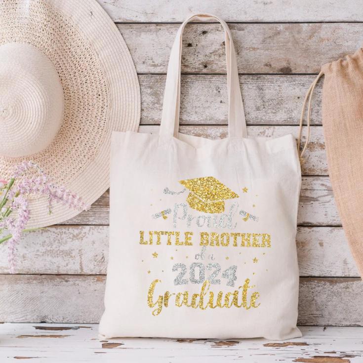 Proud Little Brother Class 2024 Graduate Senior Graduation Canvas Tote Bag