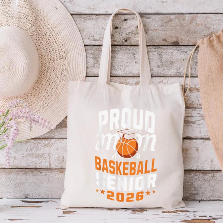Proud Mom Of Basketball Senior 2026 Graduation Canvas Tote Bag