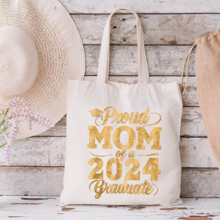 Proud Mom Of a Class Of 2024 Graduate Senior Graduation Canvas Tote Bag