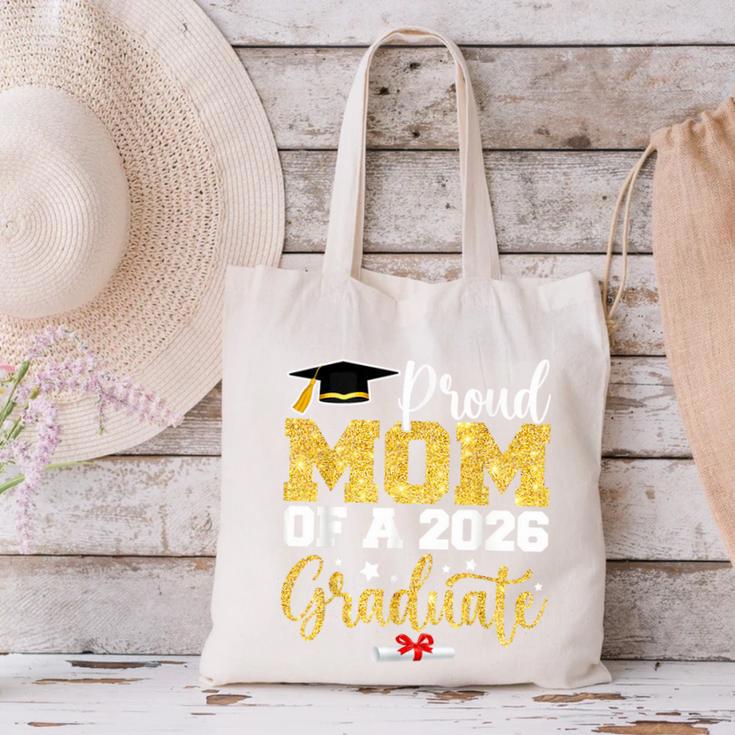 Proud Mom Of A Class Of 2026 Graduate Senior Gold Graduation Canvas Tote Bag