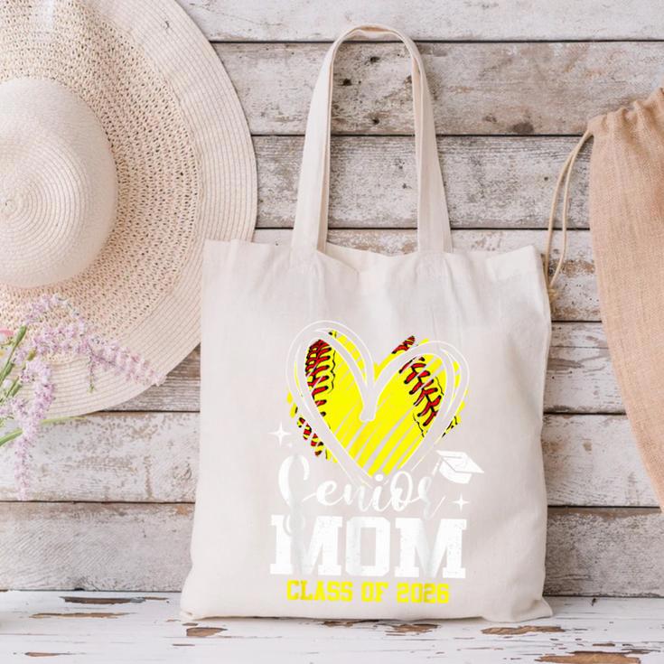 Proud Senior Mom Class Of 2026 Softball Graduation Heart Canvas Tote Bag
