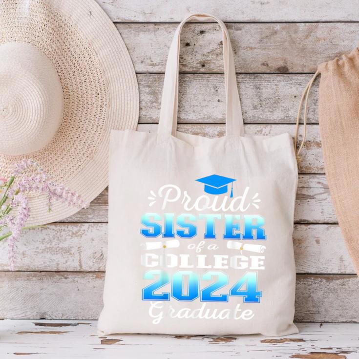 Proud Sister Of 2024 College Graduate Family 24 Graduation Canvas Tote Bag
