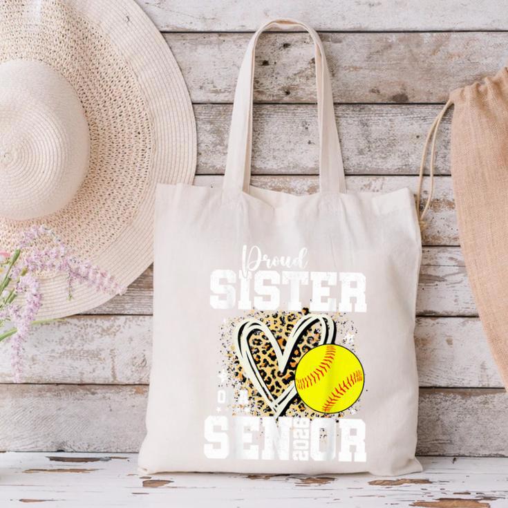 Proud Sister Of A 2026 Senior Softball Graduation Leopard Canvas Tote Bag