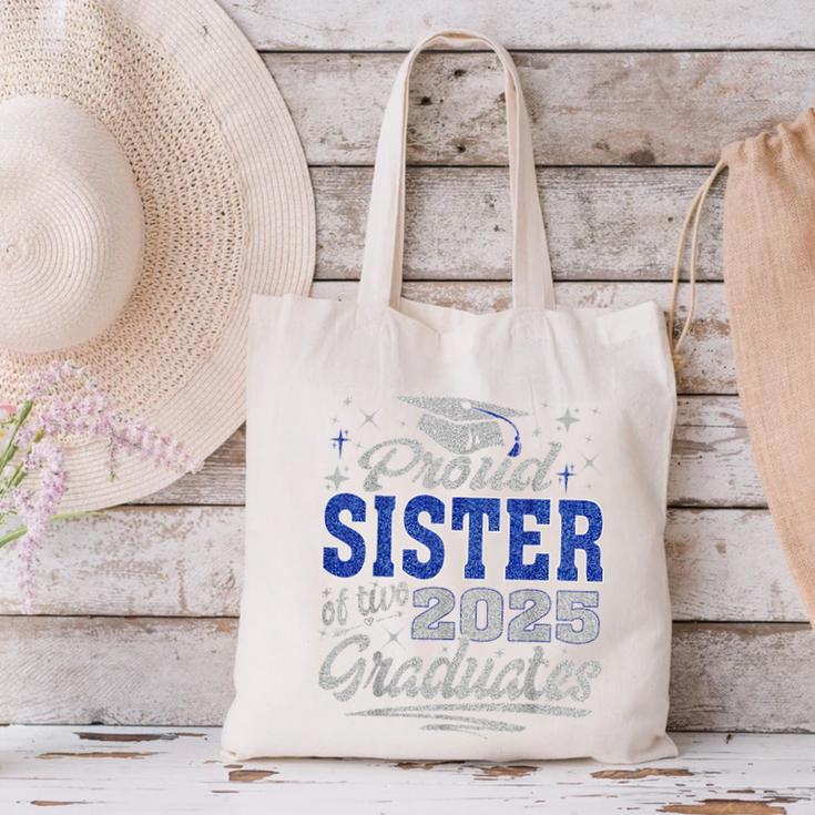Proud Sister Of Two Class Of 2025 Graduates Twins Graduation Canvas Tote Bag