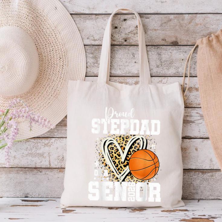 Proud Stepdad Of A 2026 Senior Basketball Graduation Leopard Canvas Tote Bag