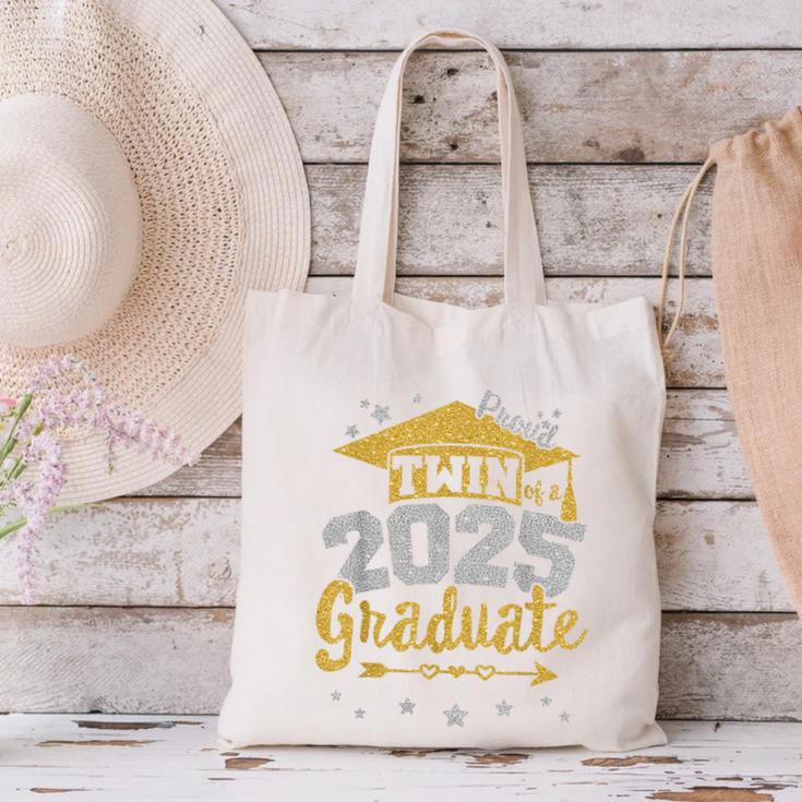 Proud Twin Of a 2025 Graduate Team 25 Senior Graduation Canvas Tote Bag