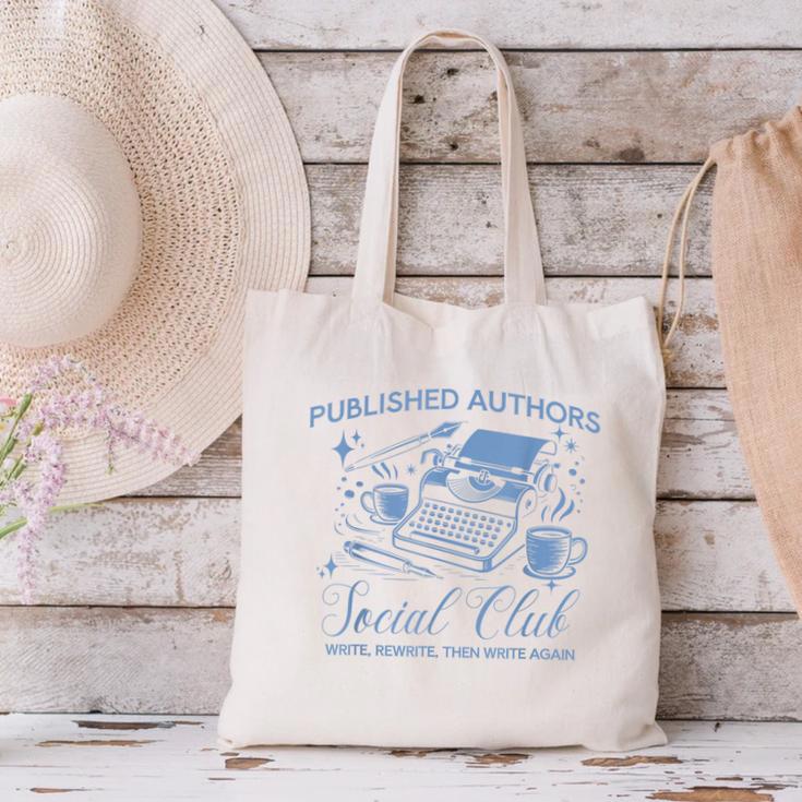 Published Authors Social Club Women Vintage Poet Book Writer Canvas Tote Bag