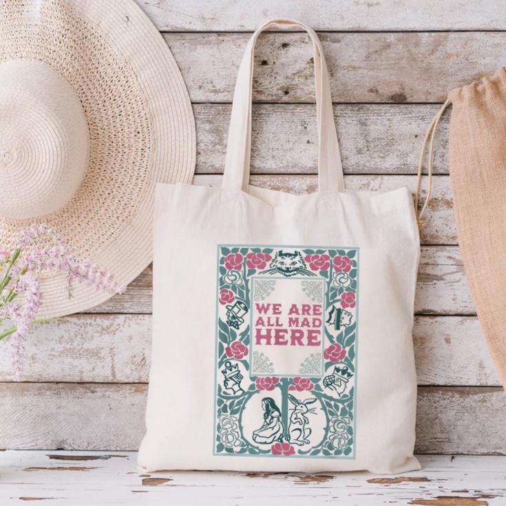 Puddin Threads Cheshire Cat Alice In Wonderland Vintage Book Adults Small Short Sleeve Classic Fit Canvas Tote Bag Puddin Threads Cheshire Cat Alice In Wonderland Vintage Book Adults Small Short Sleeve Classic Fit Canvas Tote Bag