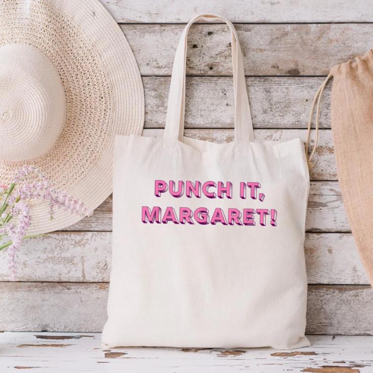 Punch It Margaret Vintage Retro 1980's Nostalgia Canvas Tote Bag Punch It Margaret Vintage Retro 1980's Nostalgia Canvas Tote Bag