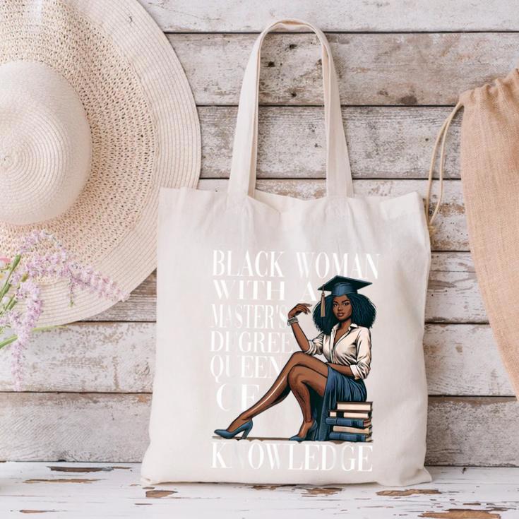 Queen Masters Degree Graduation Educated Melanin Grad Canvas Tote Bag