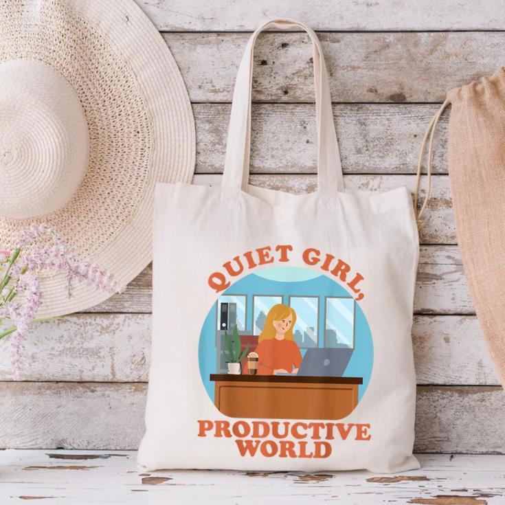 Quiet Girl Productive World Introvert Office Staff Secretary Canvas Tote Bag Quiet Girl Productive World Introvert Office Staff Secretary Canvas Tote Bag
