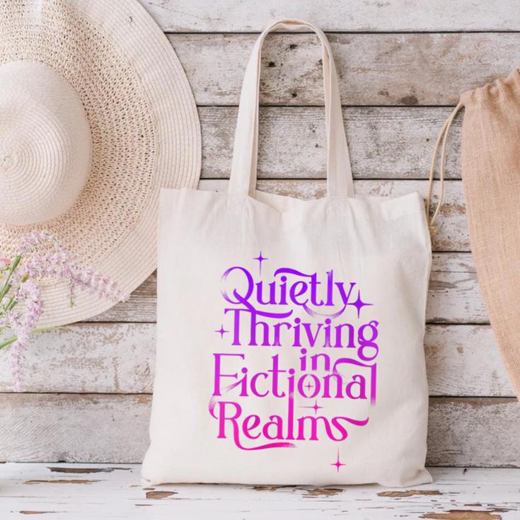 Quietly Thriving In Fictional Realms Book Lovers Canvas Tote Bag