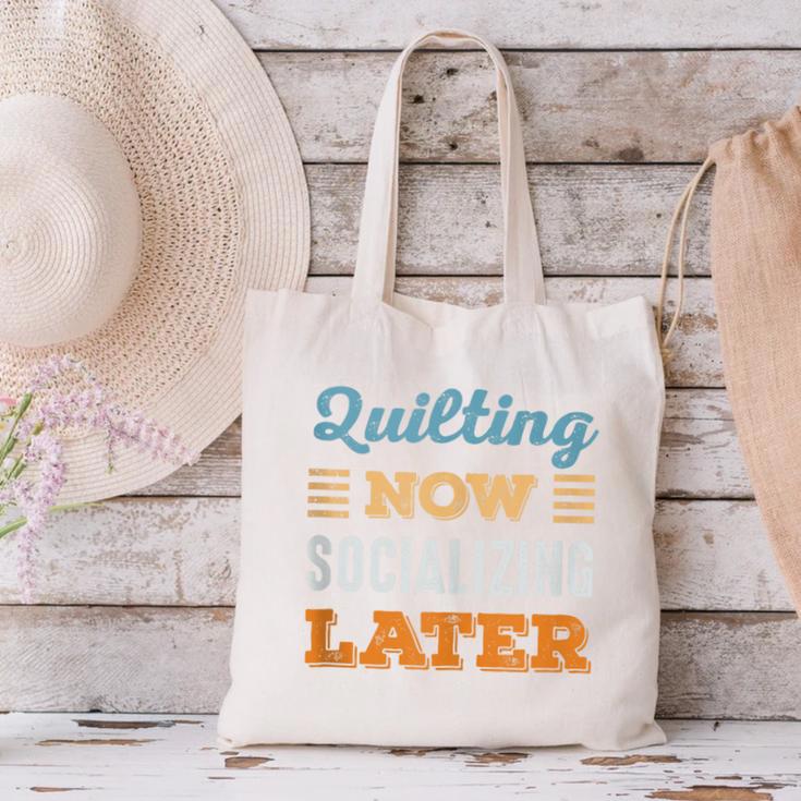 Quilting Now Minimal Socializing Introvert Vintage Canvas Tote Bag