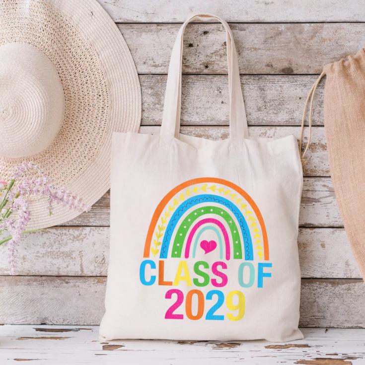 Rainbow Senior 2029 Shirt Class Of 2029 Cute Graduation Canvas Tote Bag
