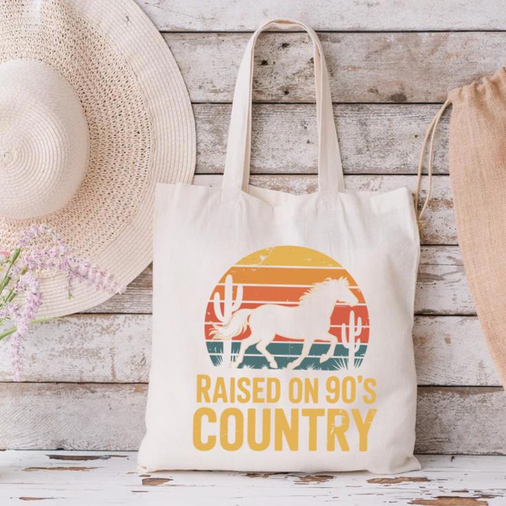 Raised On 90’s Country Horse Retro Nostalgia Western Music Canvas Tote Bag Raised On 90’s Country Horse Retro Nostalgia Western Music Canvas Tote Bag