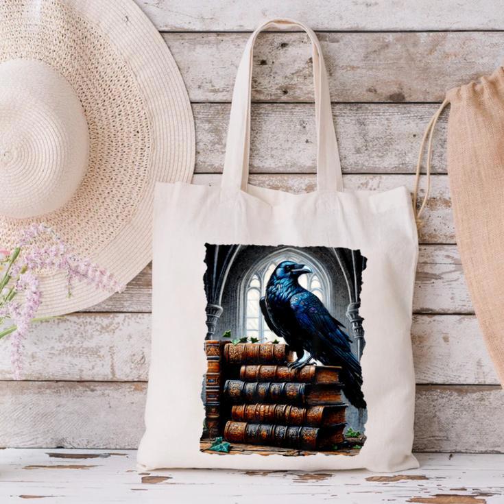 Raven On A Stack Of Books Wisdom Of Odin Canvas Tote Bag Raven On A Stack Of Books Wisdom Of Odin Canvas Tote Bag