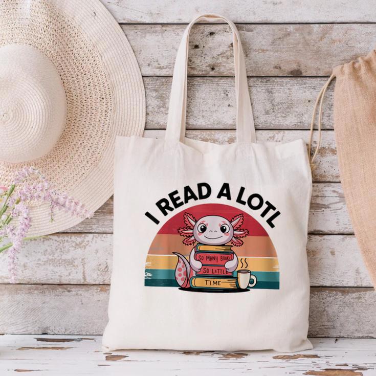 I Read Alotl Axolotl Retro Reading Books Lover Vintage Canvas Tote Bag