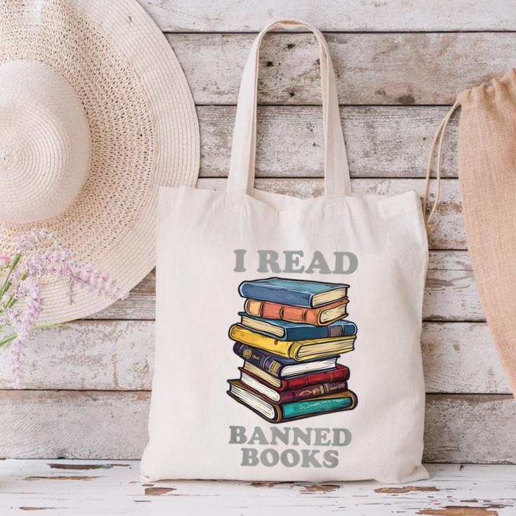 I Read Banned Books Bookworm Canvas Tote Bag