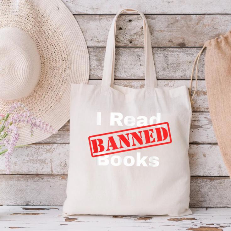 I Read Banned Books Censored Red Stamp Reading Librarian Canvas Tote Bag