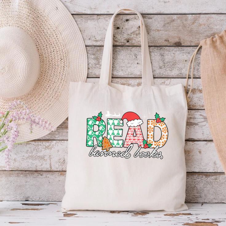Read Banned Books Christmas Holiday Canvas Tote Bag
