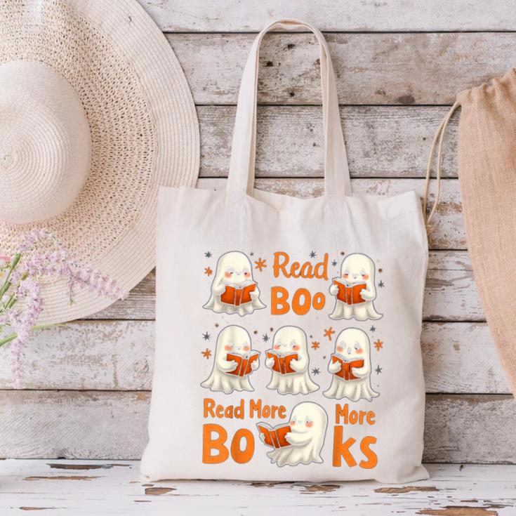 Read Boo KS Read More Bo KS Cute Ghost Reading Book Canvas Tote Bag