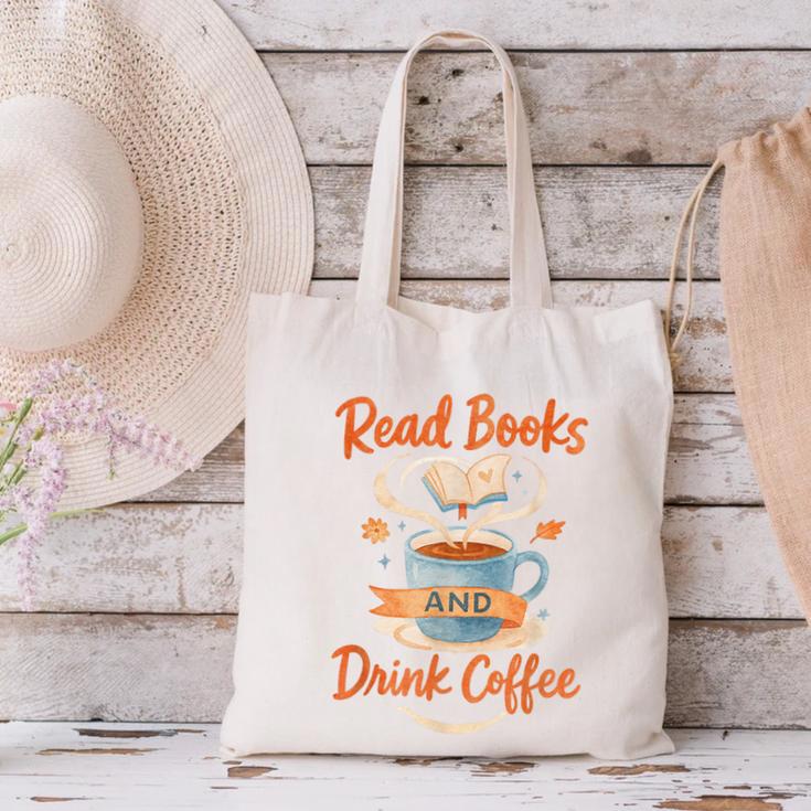 Read Books And Drink Coffee Cozy Book Lover Canvas Tote Bag