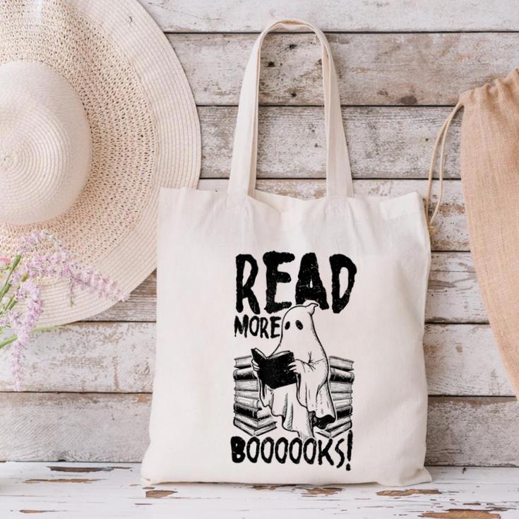 Read More Books Ghost Halloween Reading Teacher Literacy Canvas Tote Bag