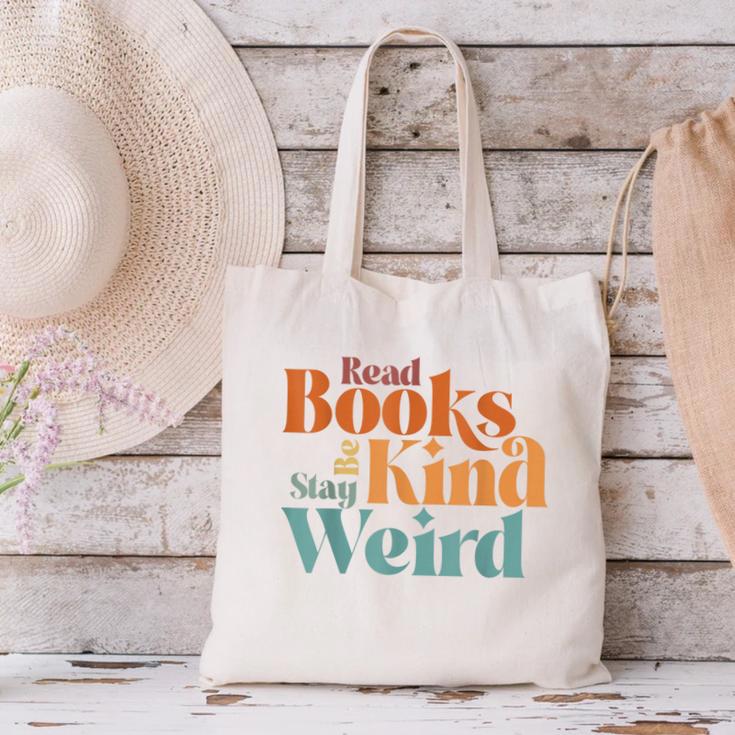 Read Books Be Kind Stay Weird Retro Bookworm Book Lover Canvas Tote Bag Read Books Be Kind Stay Weird Retro Bookworm Book Lover Canvas Tote Bag