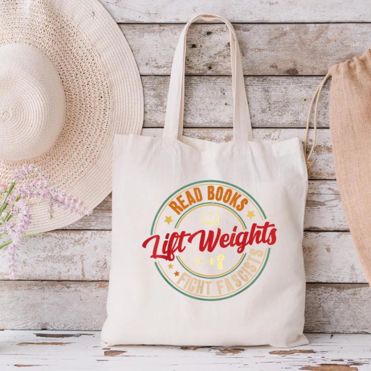 Read Books Lift Weights Fight Fascists Reading Lover Bookish Canvas Tote Bag Read Books Lift Weights Fight Fascists Reading Lover Bookish Canvas Tote Bag