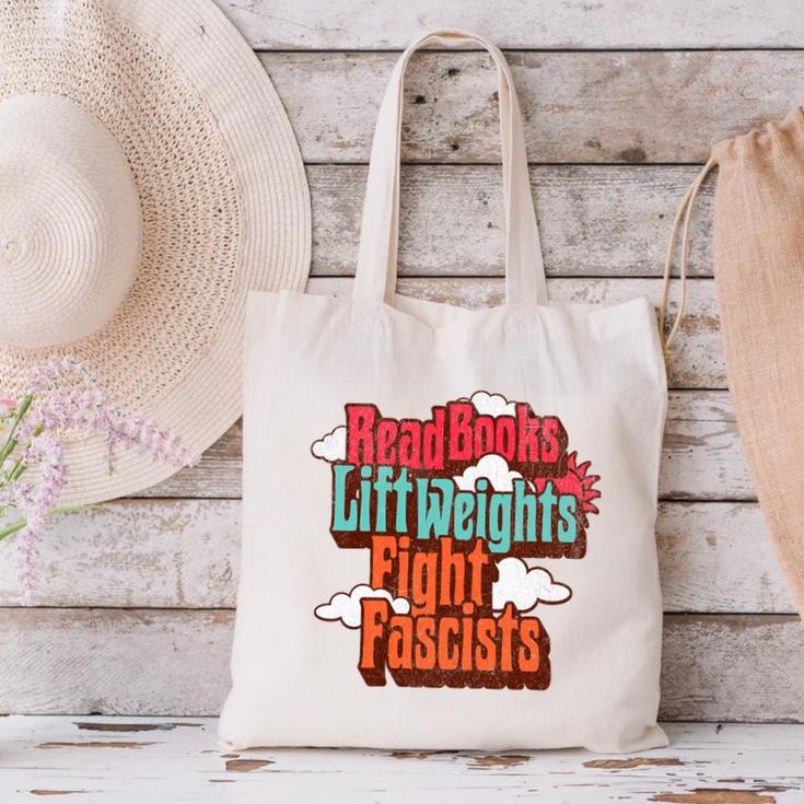 Read Books Lift Weights Fight Fascists Reading No Kings Premium Tri-Blend Canvas Tote Bag Read Books Lift Weights Fight Fascists Reading No Kings Premium Tri-Blend Canvas Tote Bag