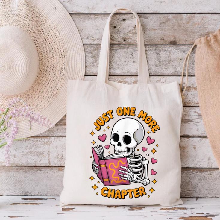 Read Books Lover Bookworm Cute Reading Just One More Chapter Canvas Tote Bag