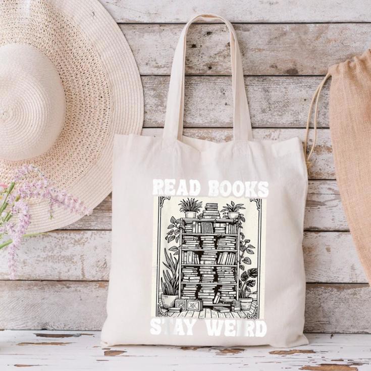Read Books Stay Weird Introvert Book Lover Book Canvas Tote Bag