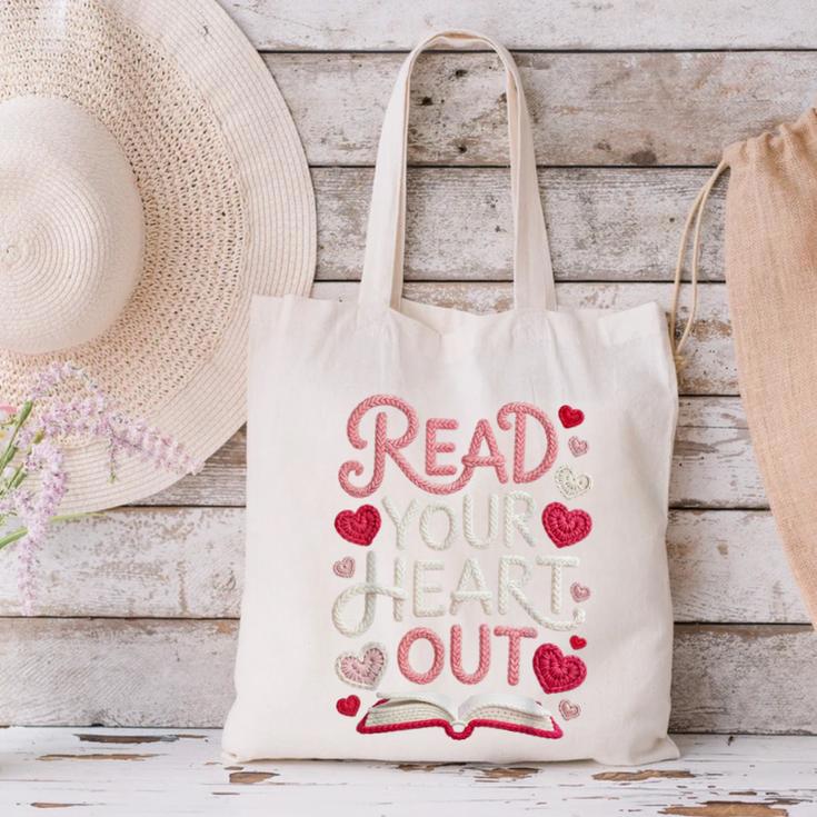 Read Your Cute Heart Out Teacher Librarian Love Reading Book Canvas Tote Bag