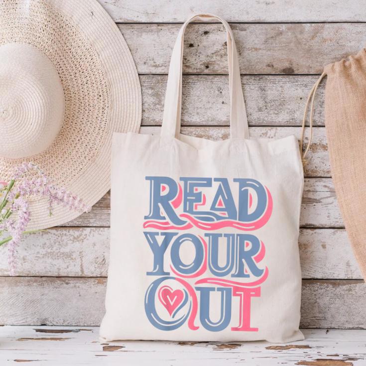 Read Your Heart Out Cute Teacher Reading Book Love Bookworm Canvas Tote Bag