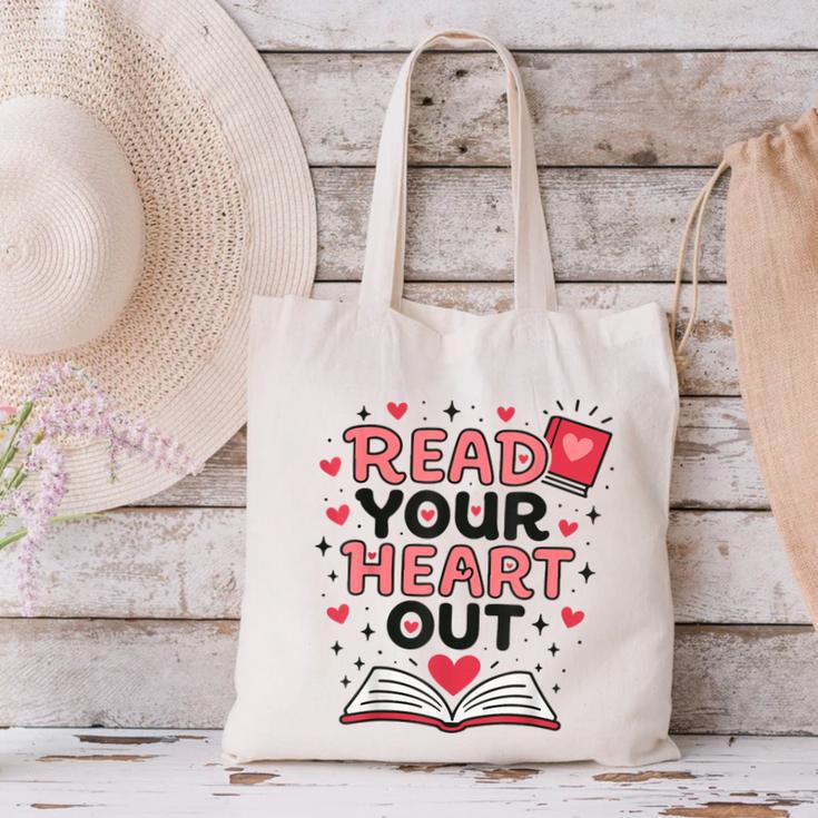 Read Your Heart Out Love Book Valentine Teacher Bookworm Canvas Tote Bag