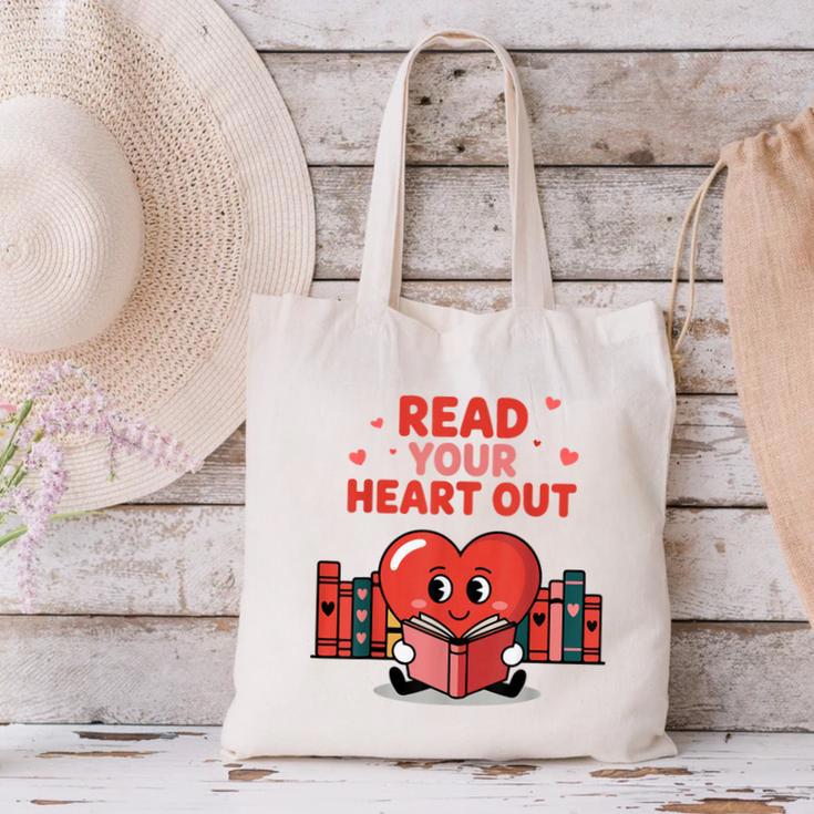 Read Your Heart Out Shirt Valentine Teacher Bookworm Lover Canvas Tote Bag