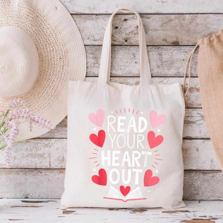 Read Your Heart Out Teacher Reading Book Love Valentines Day Canvas Tote Bag