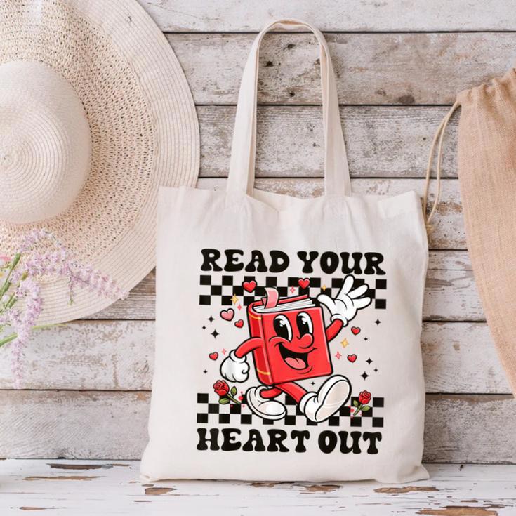 Read Your Heart Out Teacher Valentines Book Lover Canvas Tote Bag