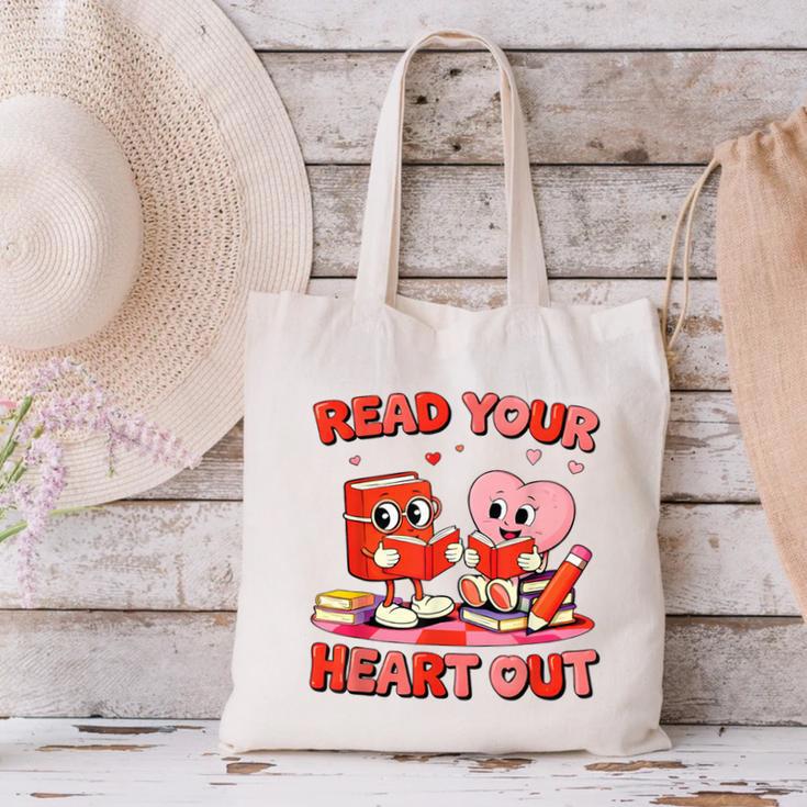 Read Your Heart Out Valentine Reading Book Girl Kid Teacher Canvas Tote Bag Read Your Heart Out Valentine Reading Book Girl Kid Teacher Canvas Tote Bag