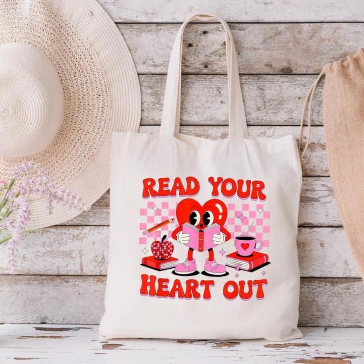 Read Your Heart Out Valentine Reading Book Kid Teacher Canvas Tote Bag