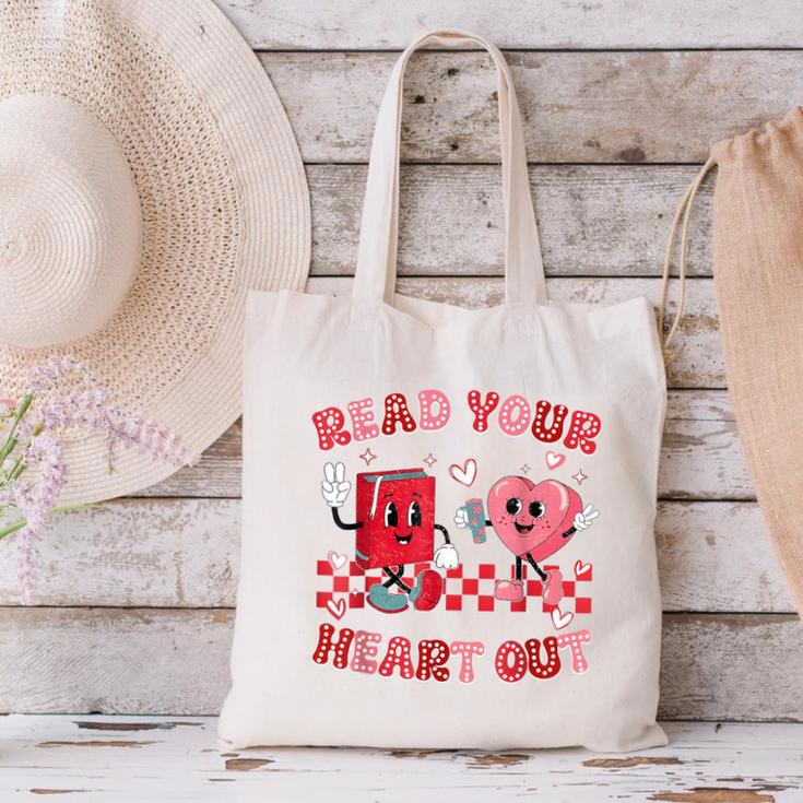 Read Your Heart Out Valentine Teacher Book Lover Canvas Tote Bag
