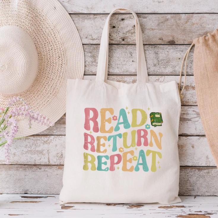 Read Return Repeat Read Reading Book Librarian Men Women Canvas Tote Bag Read Return Repeat Read Reading Book Librarian Men Women Canvas Tote Bag