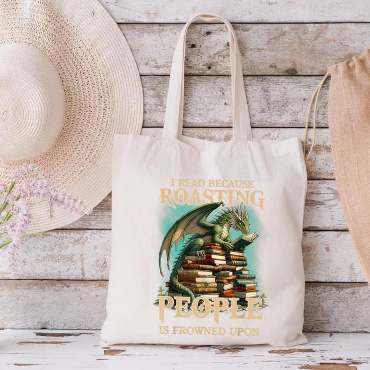 I Read Because Roasting People Is Frowned Upon Dragon Book Canvas Tote Bag