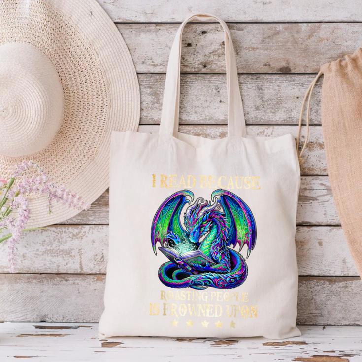 I Read Because Roasting People Is Frowned Upon Dragons Books Canvas Tote Bag I Read Because Roasting People Is Frowned Upon Dragons Books Canvas Tote Bag