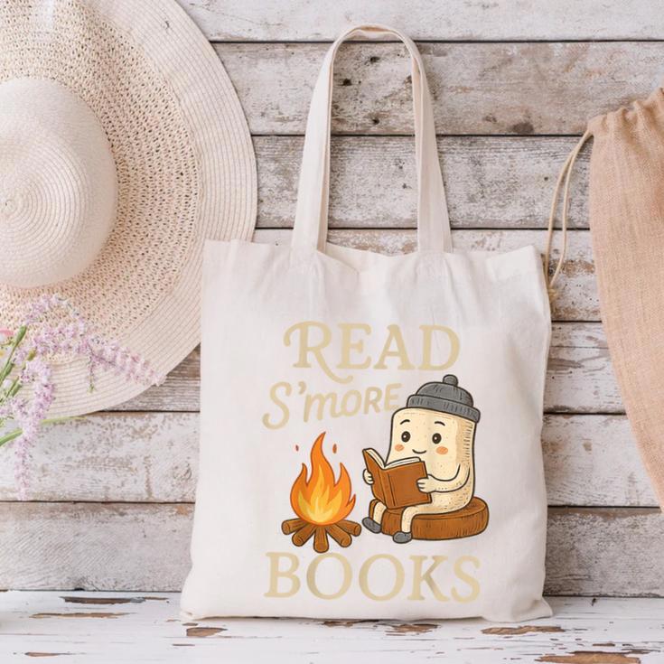 Read S'More Books Campfire Reading Book Lovers Camper Canvas Tote Bag