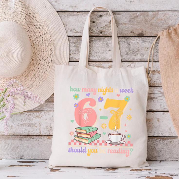 Reading 67 Teacher Six Seven Reading 6 7 Book Lover Canvas Tote Bag